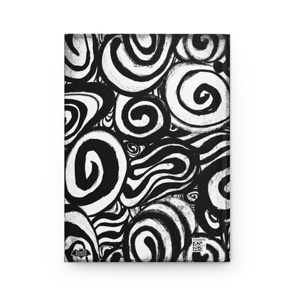 Black and White Inky Swirls Matte Hardcover Journal