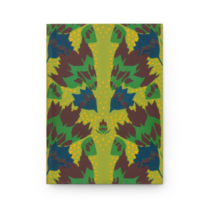 Green Art Deco Floral Matte Hardcover Journal Earthtone