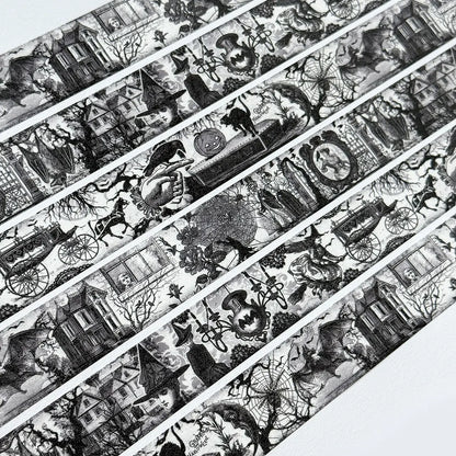 Spooky Night Halloween Washi Tape 20mm Wide by 10 meters Black and White