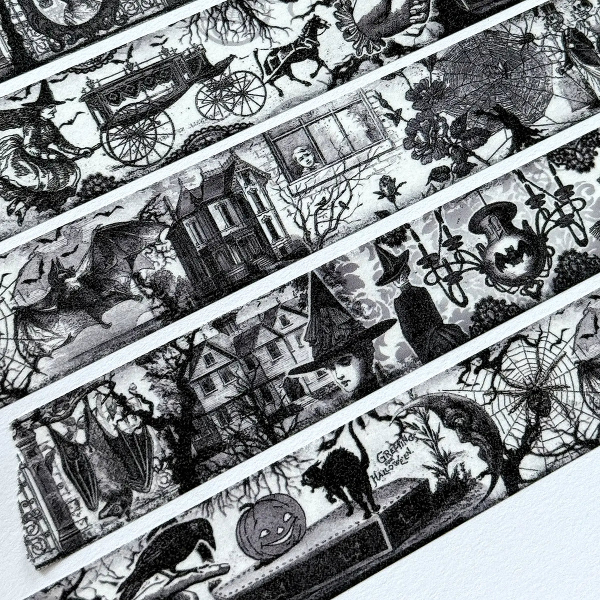 Spooky Night Halloween Washi Tape 20mm Wide by 10 meters Black and White