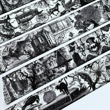 Spooky Night Halloween Washi Tape 20mm Wide by 10 meters Black and White