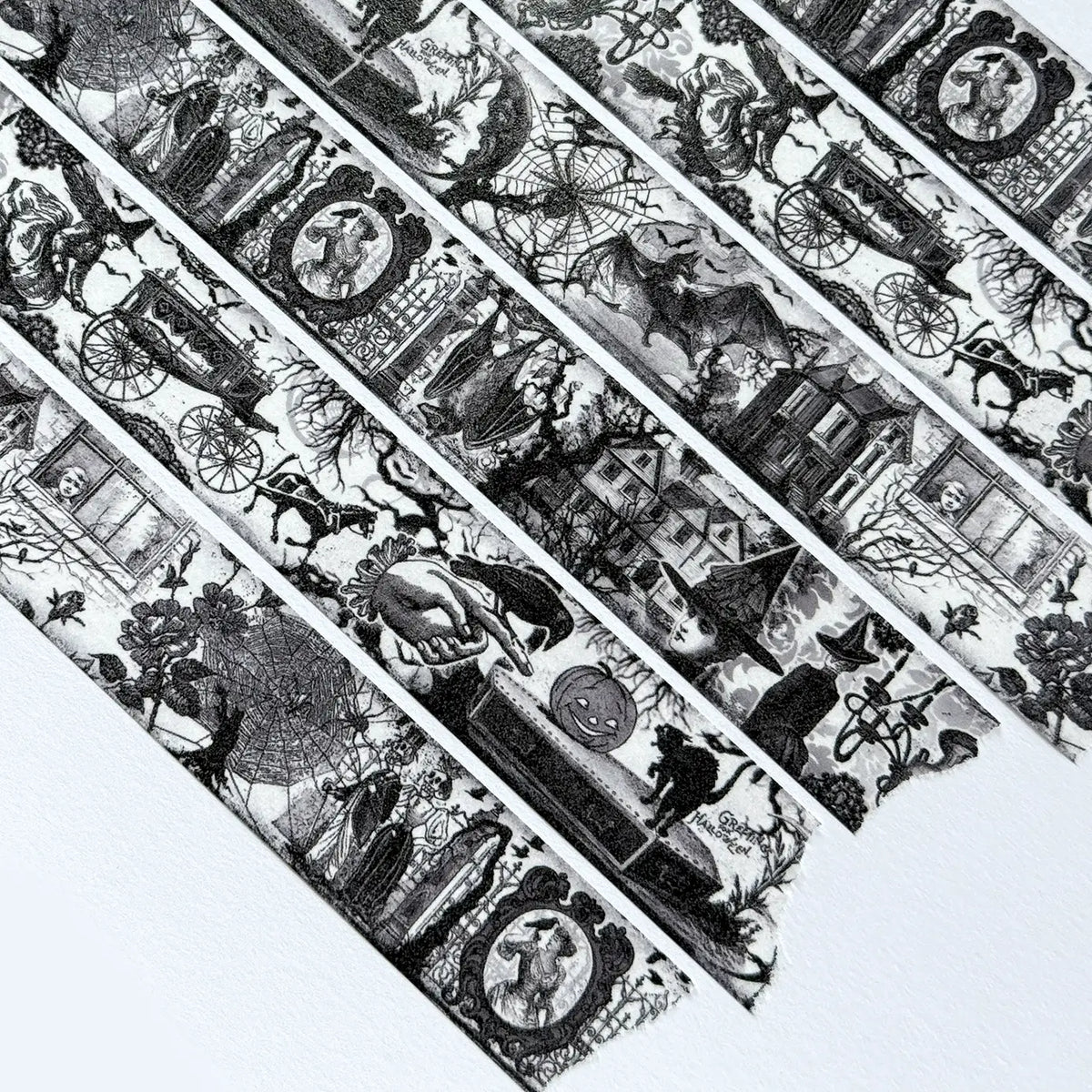Spooky Night Halloween Washi Tape 20mm Wide by 10 meters Black and White