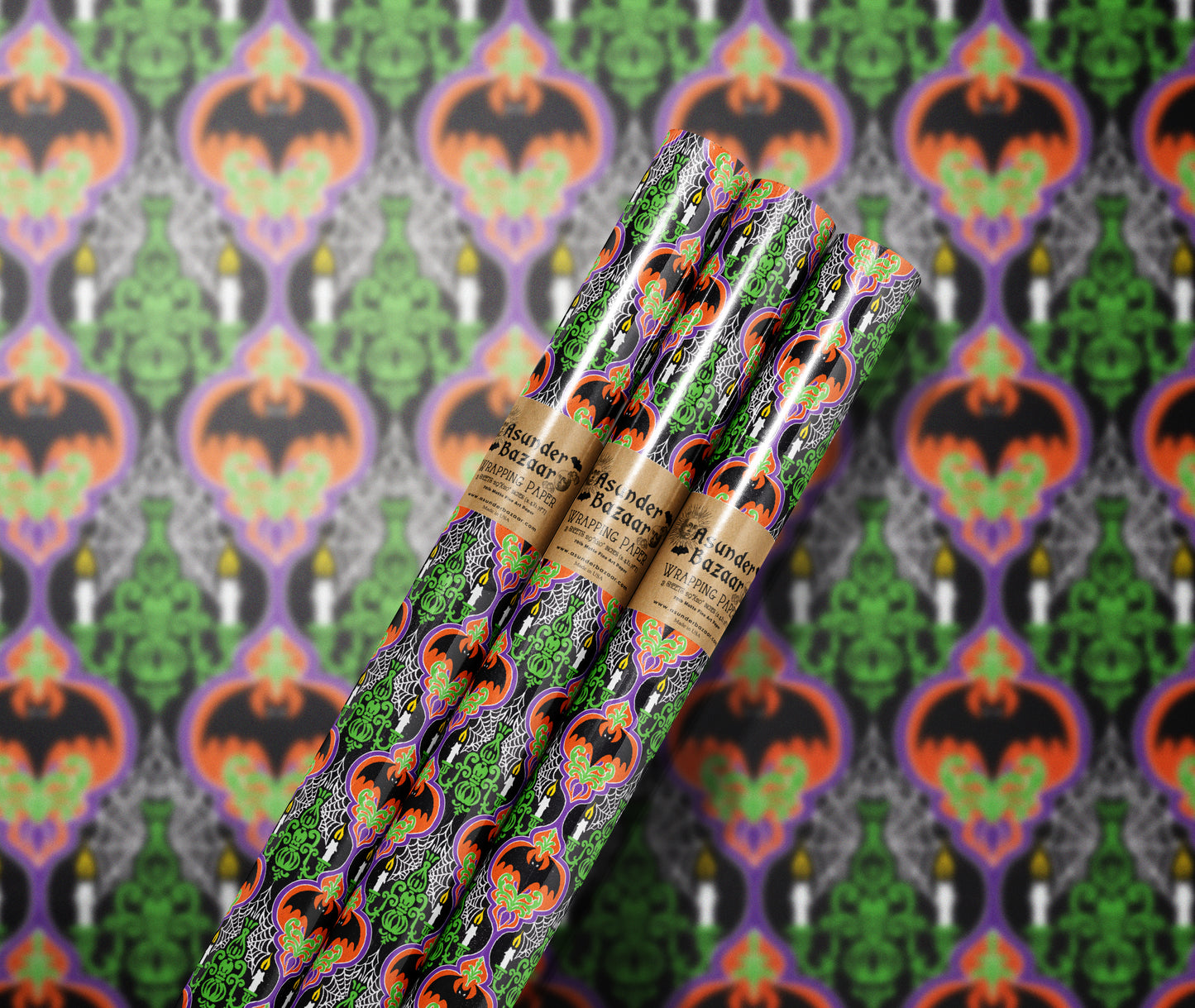 Halloween Ogee Wrapping Paper 3 Sheet Roll