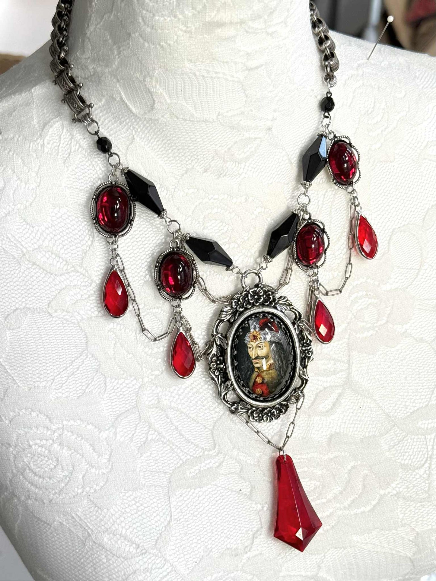 Vlad the Impaler Beaded Chain Statement Necklace