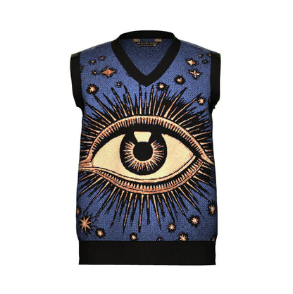 PRE-ORDER Allseeing Eye V Neck Sweater Vest Unisex Vintage Graphic