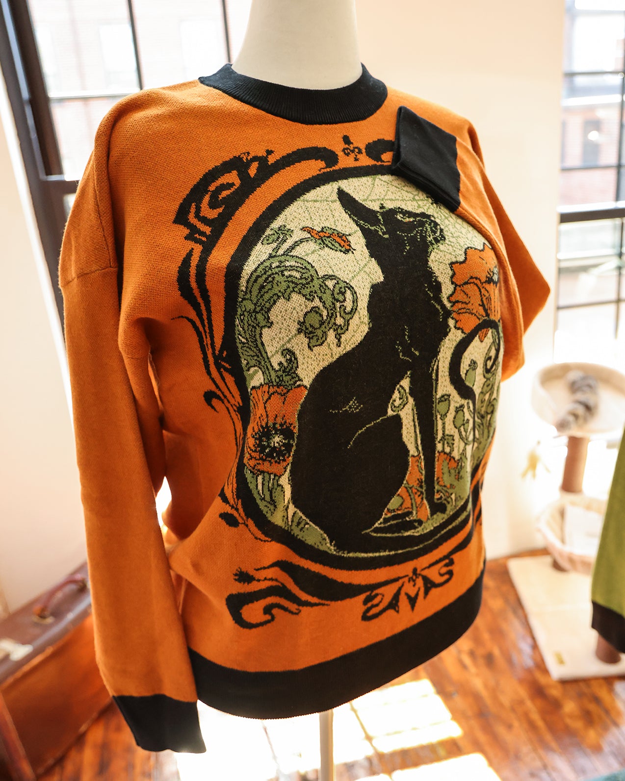 M IN STOCK AND READY TO SHIP Chat Noir in Autumn Oversized Crewneck Sweater Unisex