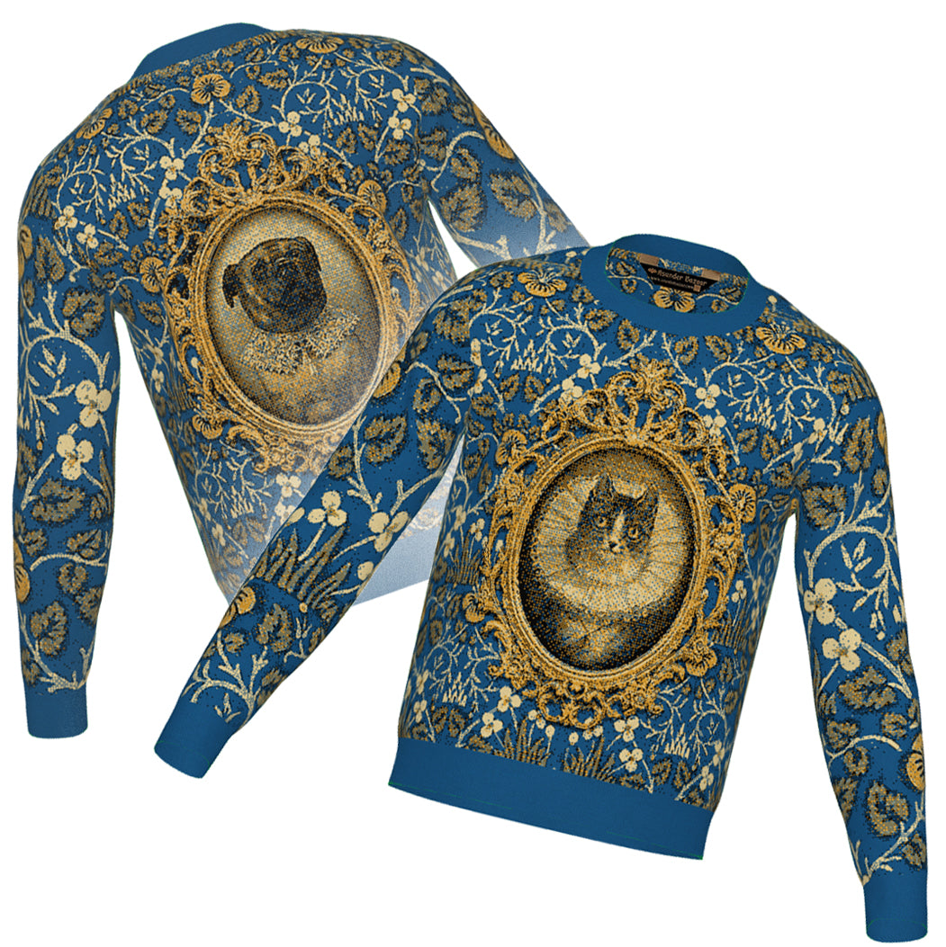 PRE-ORDER Double-Sided Baroque Dog and Cat Crewneck Sweater Unisex Classic Fit Graphic Pullover