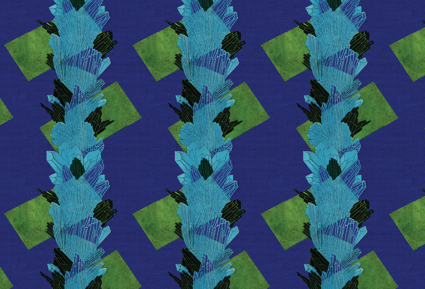 Abstract Art Deco Crystal Geometric Cool Tone Wrapping Paper 3 Sheet Roll