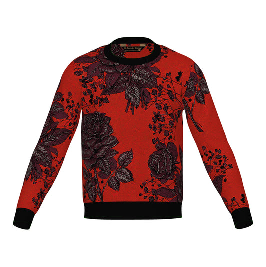 PRE-ORDER Burgundy Black Rose Crewneck Sweater Unisex Classic Fit Graphic Pullover