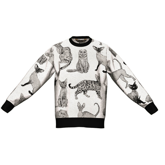 PRE-ORDER Cat Breeds Oversized Crewneck Sweater Unisex Relaxed Fit Graphic Pullover