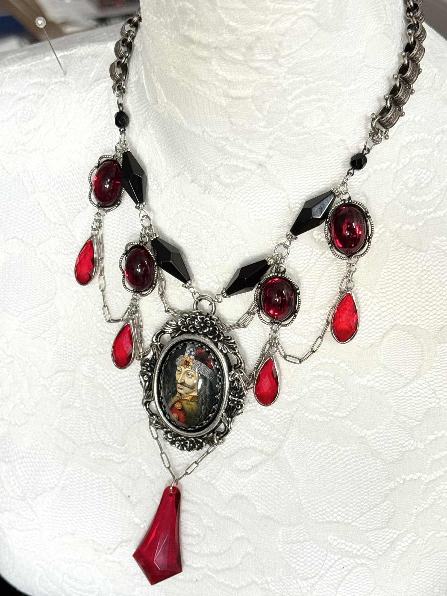 Vlad the Impaler Beaded Chain Statement Necklace