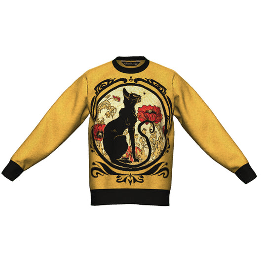 M IN STOCK AND READY TO SHIP Chat Noir in Mustard Oversized Crewneck Sweater Unisex