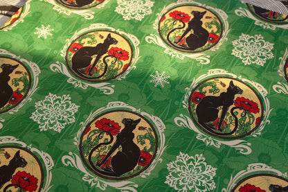 Chat Noir with Poppies Holiday Wrapping Paper 3 Sheet Roll