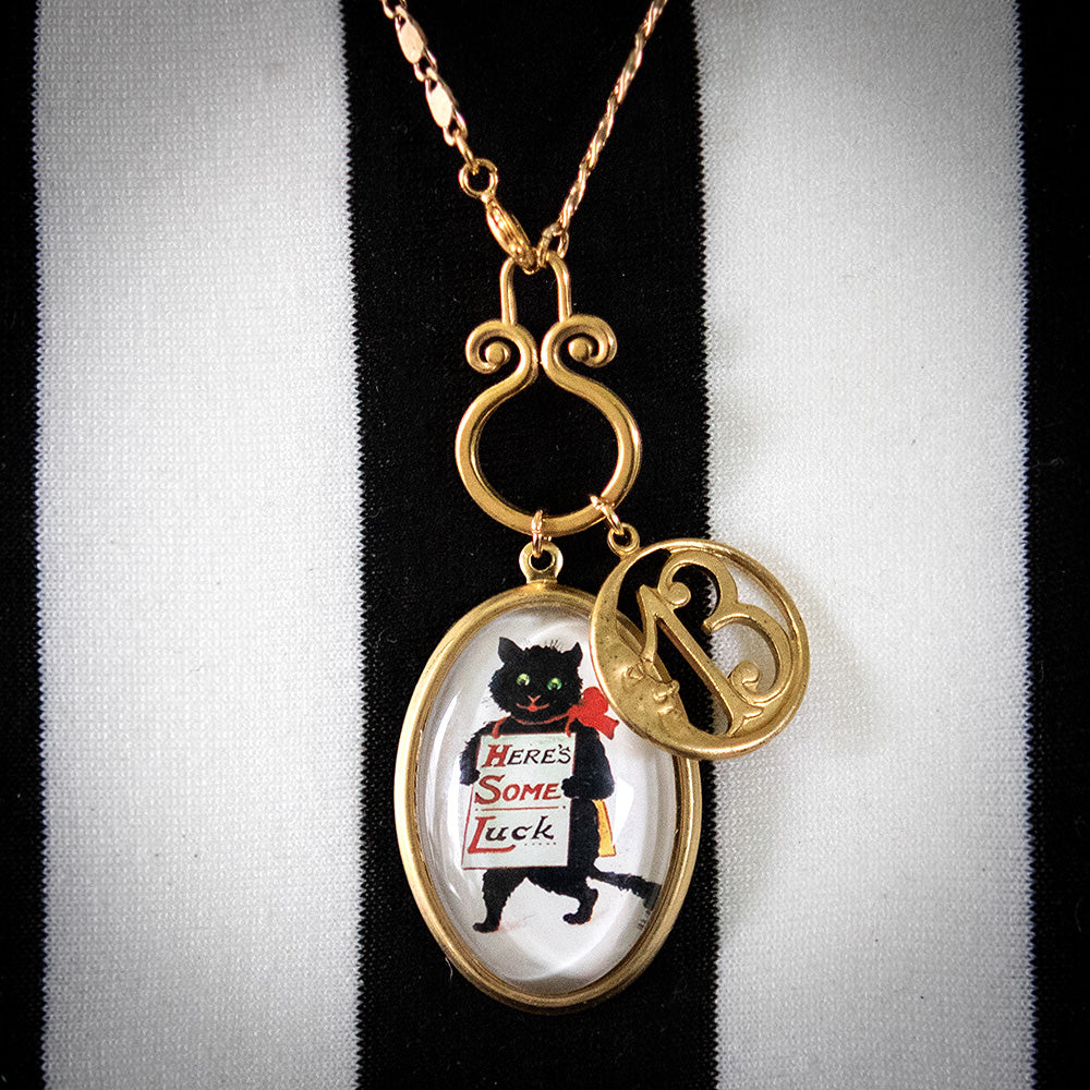 Black Cat Lucky 13 Charm Necklace