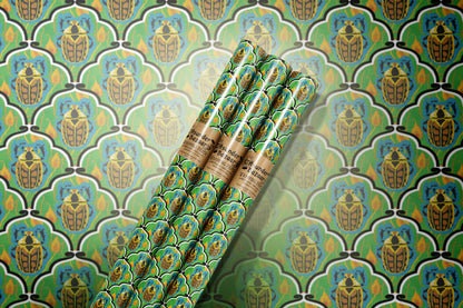 Art Deco Beetle on Green Wrapping Paper 3 Sheet Roll