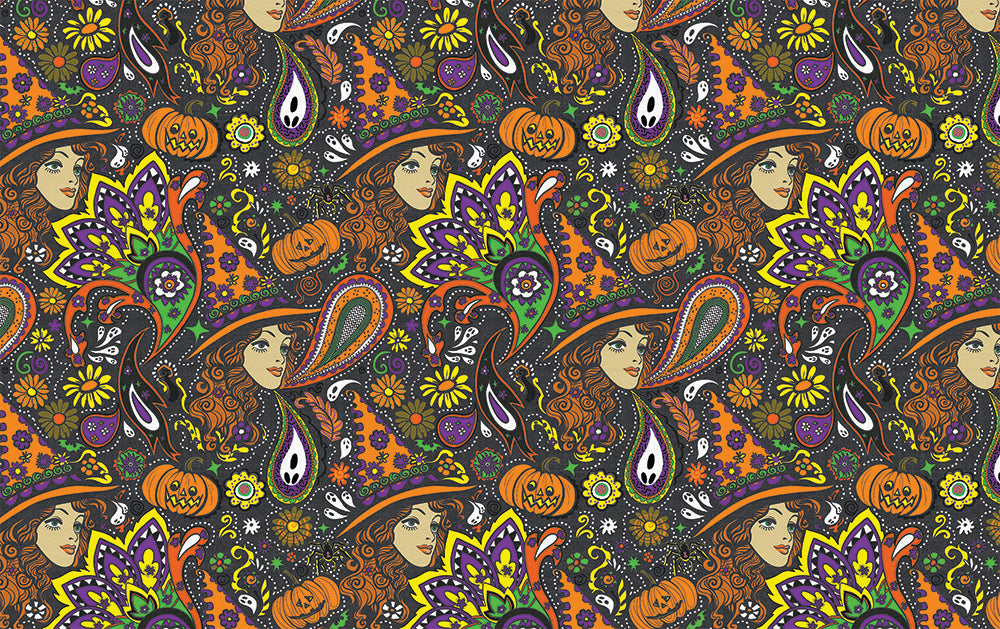 Groovy Witch Halloween Wrapping Paper 3 Sheet Roll