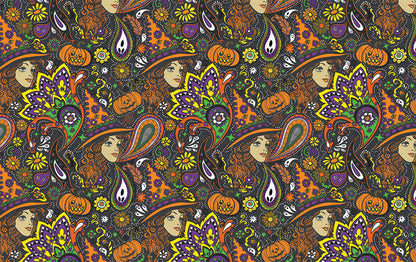 Groovy Witch Halloween Wrapping Paper 3 Sheet Roll