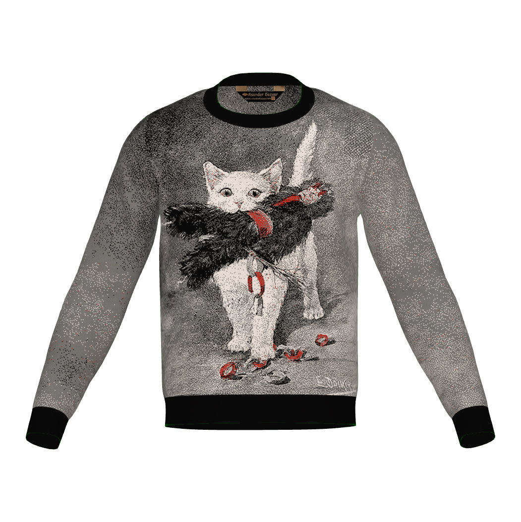 PRE-ORDER Krampus Cat Double Sided Crewneck Sweater Unisex Classic Fit Graphic Pullover