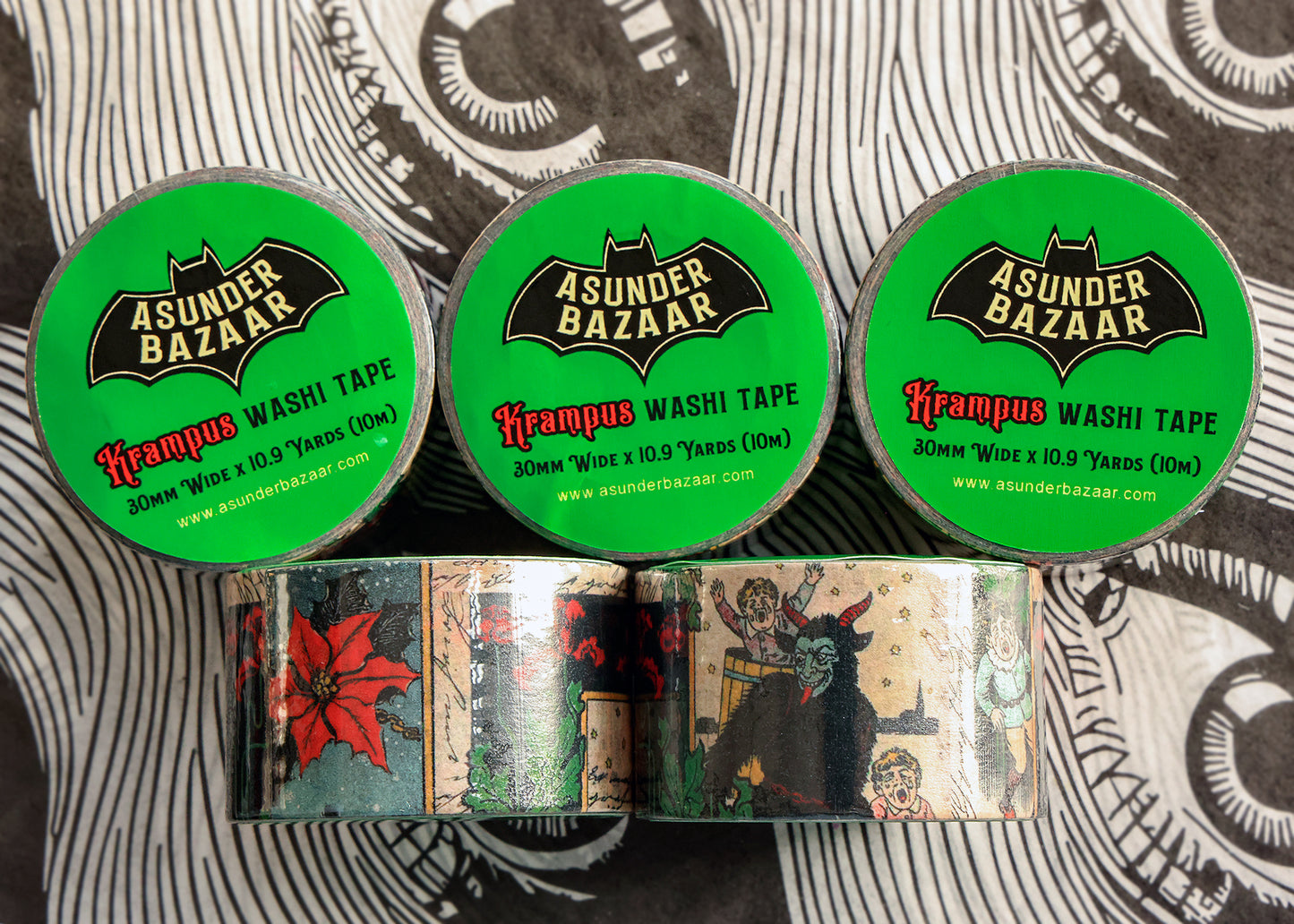 Krampus Washi Tape 30mm Wide by 10 meters in length