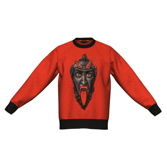 S M L IN STOCK AND READY TO SHIP Krampus Oversized Crewneck Sweater Unisex Relaxed Fit Graphic Pullover