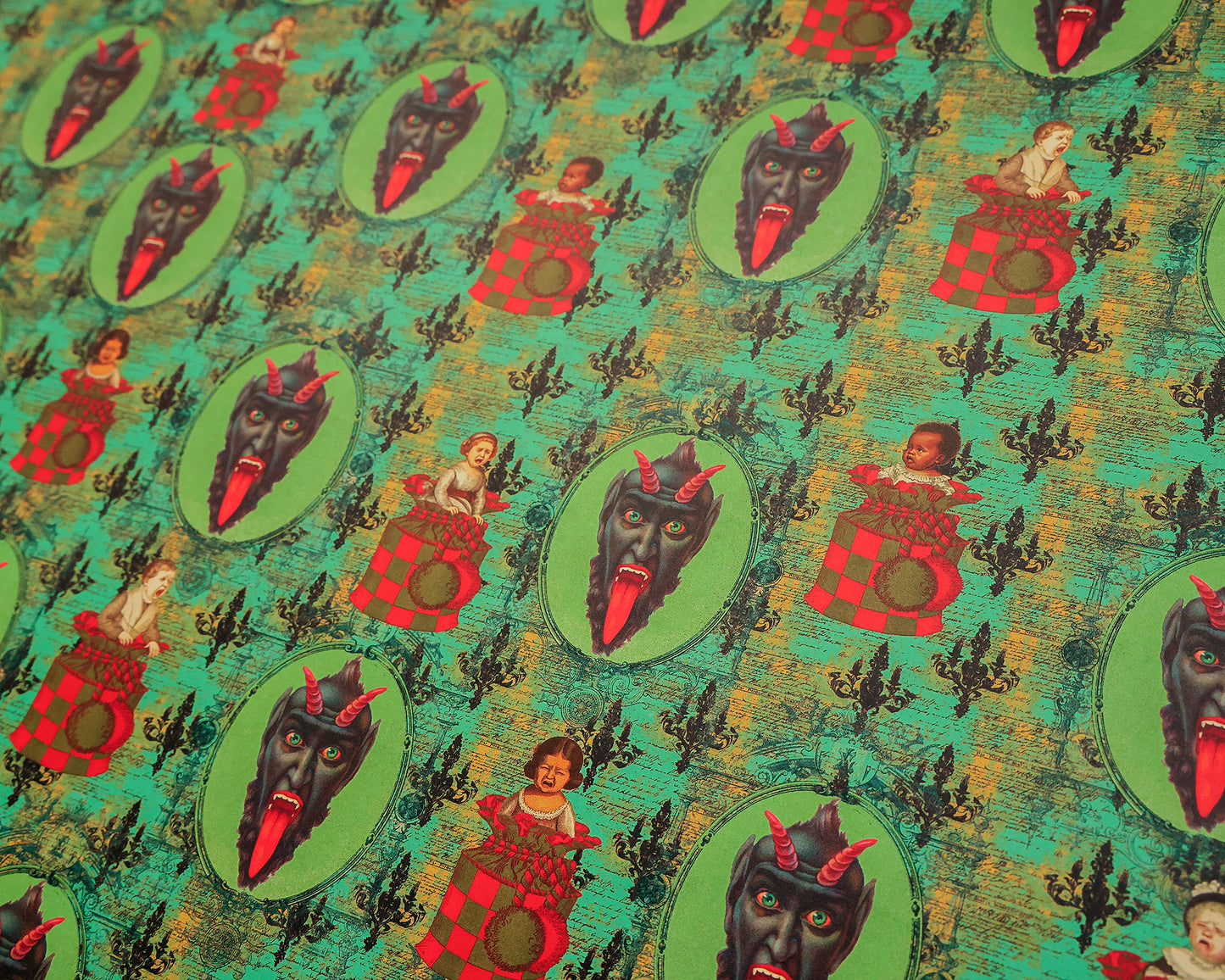 Krampus and Children Wrapping Paper 3 Sheet Roll