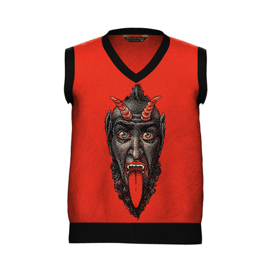 PRE-ORDER Krampus V Neck Sweater Vest Unisex Vintage Graphic