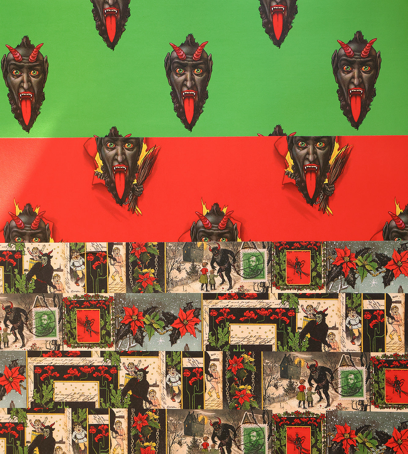 Krampus Set Wrapping Paper 3 Sheet Roll