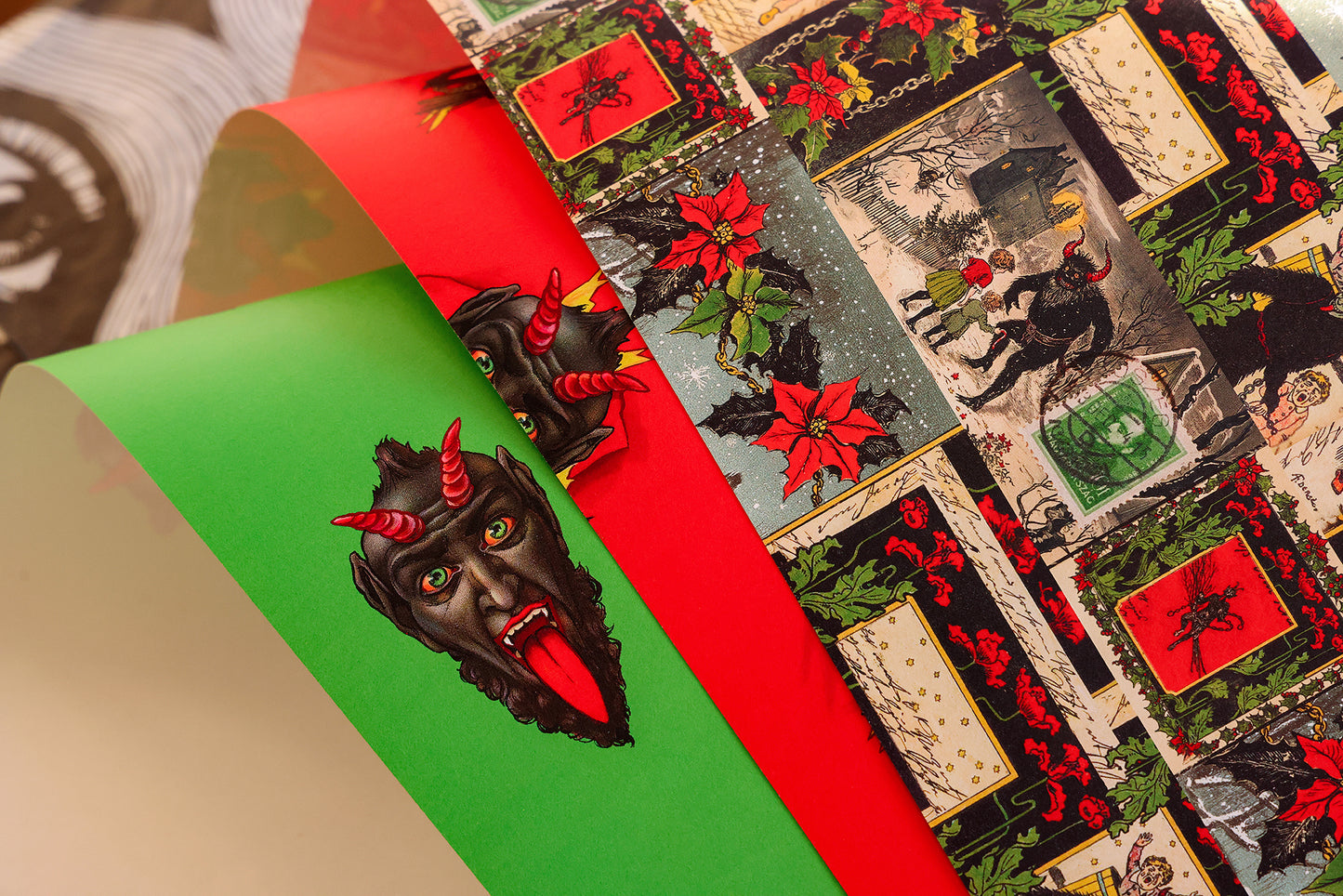 Krampus Set Wrapping Paper 3 Sheet Roll