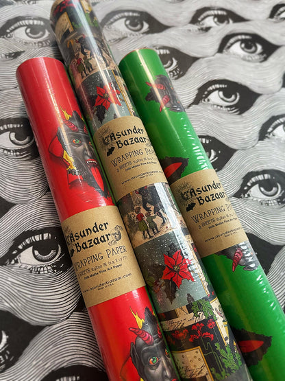 Krampus Set Wrapping Paper 3 Sheet Roll