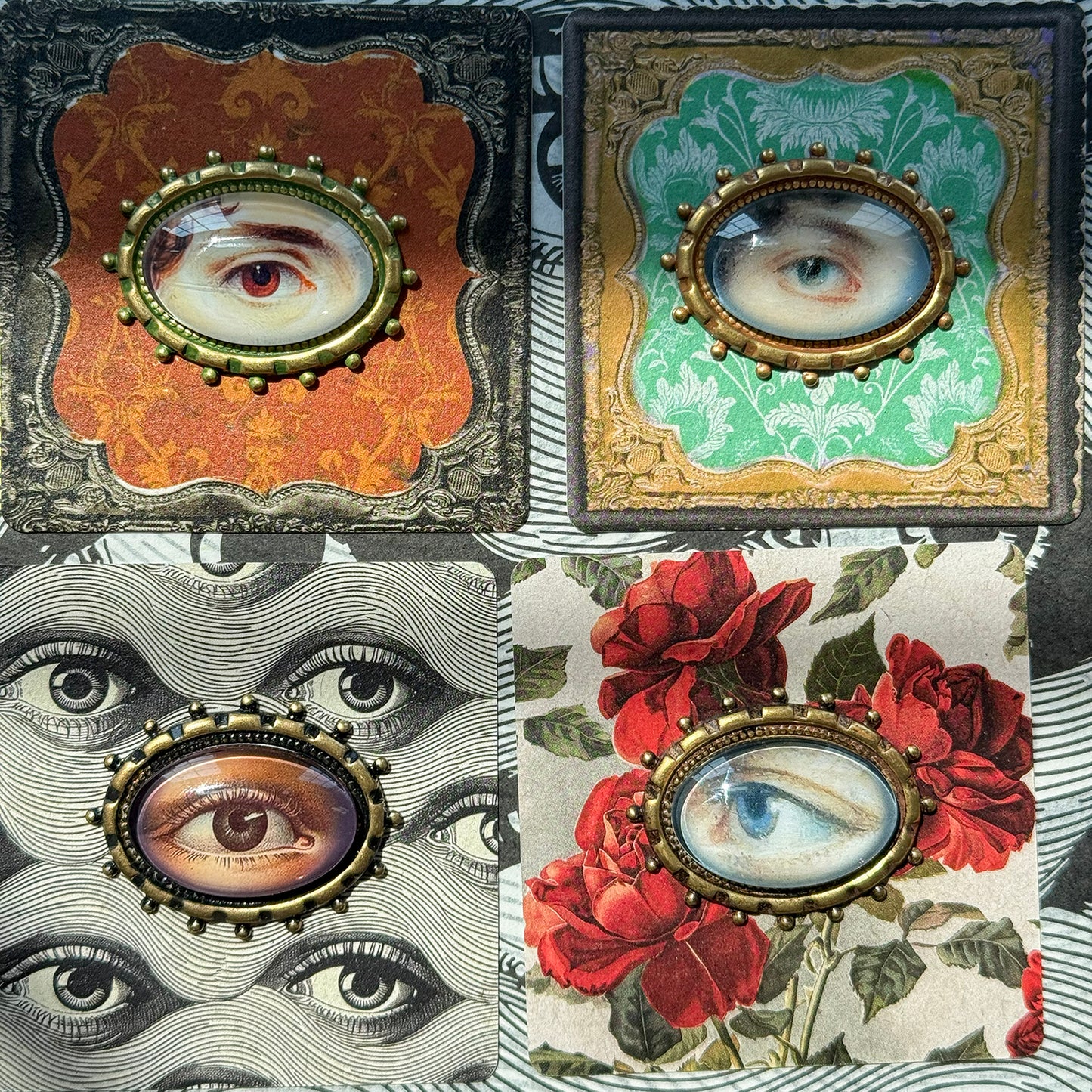 Lovers Eye Handmade Brooch Victorian Eye Illustration