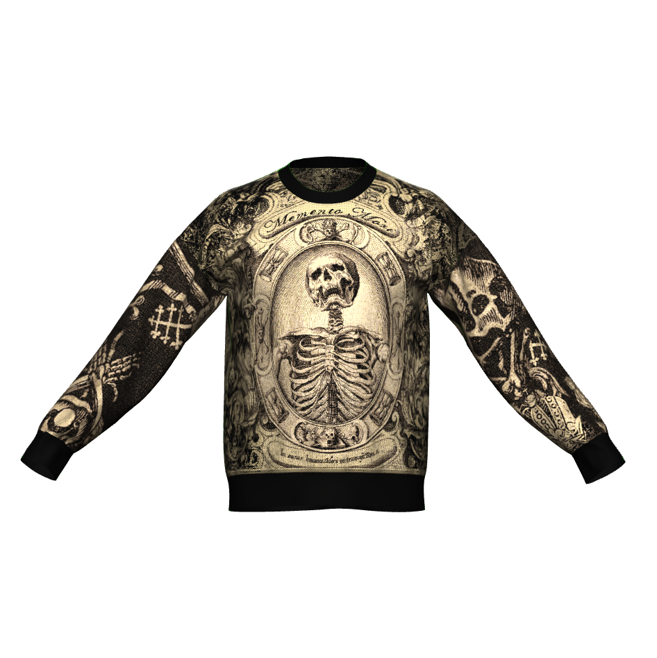 XS M XL L IN STOCK AND READY TO SHIP Memento Mori Skeleton Oversized Crewneck Sweater Unisex Relaxed Fit Graphic Pullover