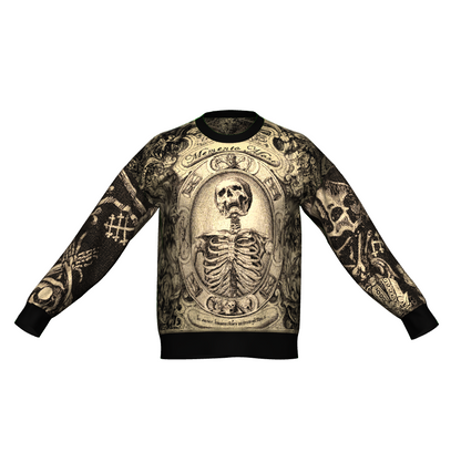 XS M XL L IN STOCK AND READY TO SHIP Memento Mori Skeleton Oversized Crewneck Sweater Unisex Relaxed Fit Graphic Pullover