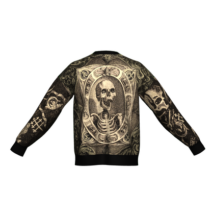 XS M XL L IN STOCK AND READY TO SHIP Memento Mori Skeleton Oversized Crewneck Sweater Unisex Relaxed Fit Graphic Pullover