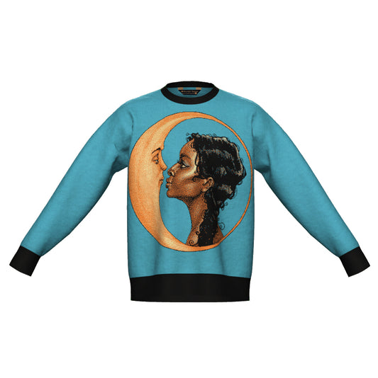 PRE-ORDER Moon Kiss Blue Oversized Crewneck Sweater Unisex Relaxed Fit Graphic Pullover