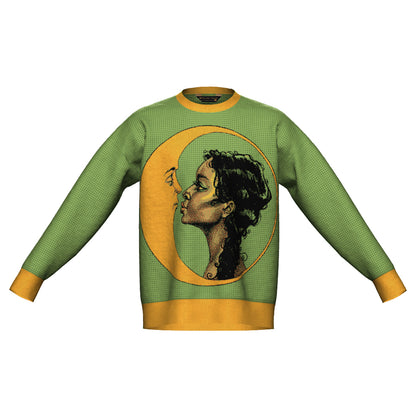 L IN STOCK AND READY TO SHIP Moon Kiss Green Gold Oversized Crewneck Sweater Unisex Vintage Graphic