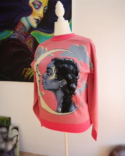 M IN STOCK AND READY TO SHIP Moon Kiss Pink Oversized Crewneck Sweater Unisex Vintage Graphic