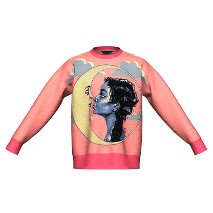 M IN STOCK AND READY TO SHIP Moon Kiss Pink Oversized Crewneck Sweater Unisex Vintage Graphic