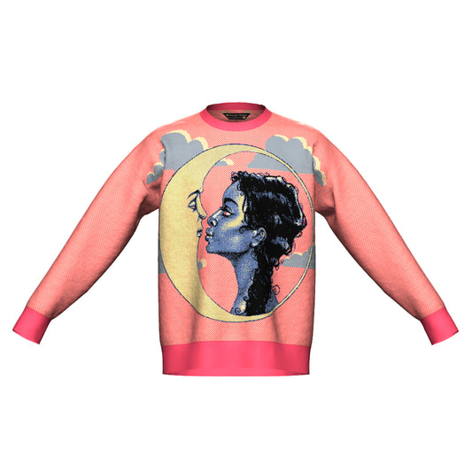 M IN STOCK AND READY TO SHIP Moon Kiss Pink Oversized Crewneck Sweater Unisex Vintage Graphic