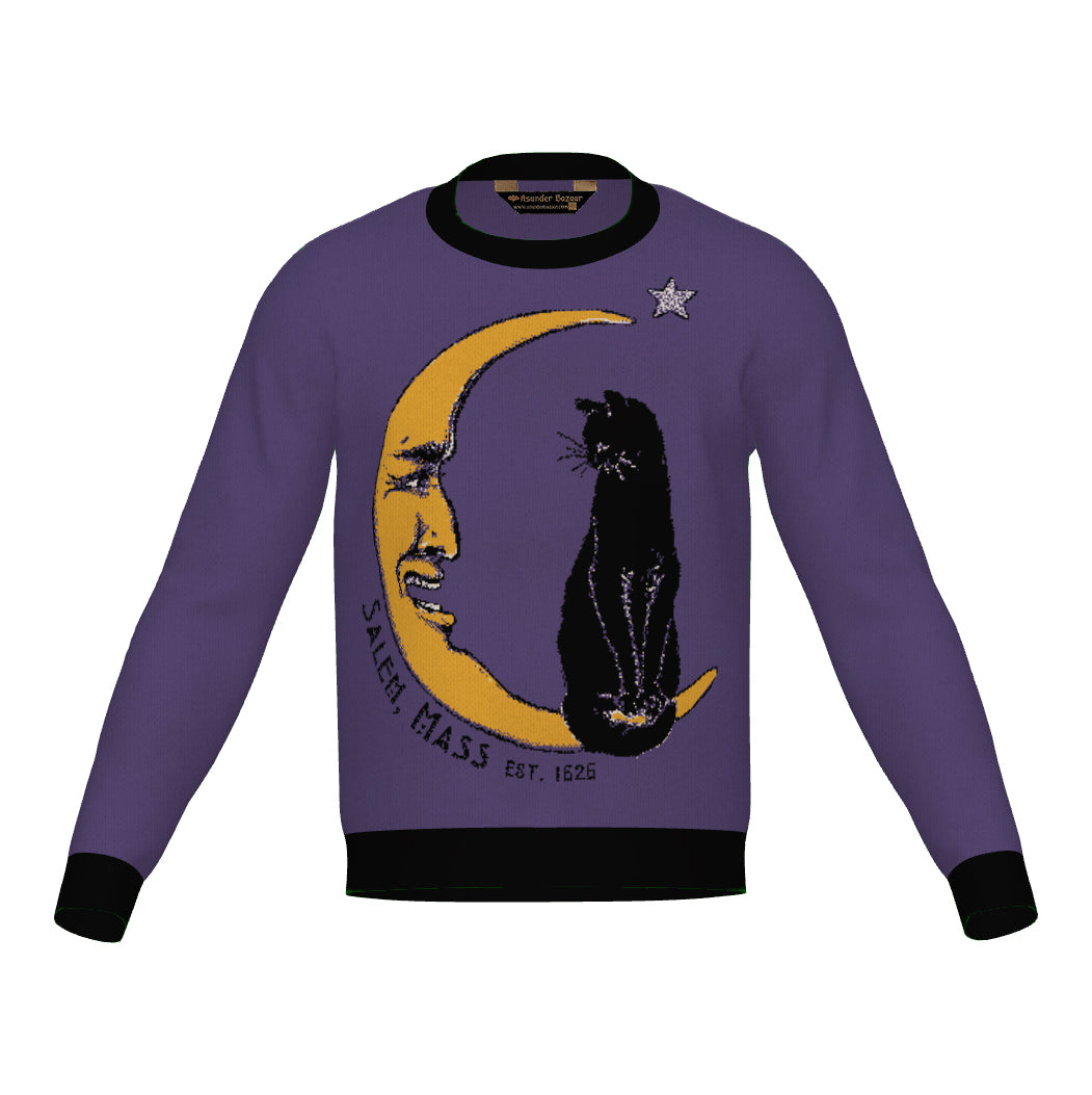 PRE-ORDER Purple Salem Cat Crewneck Sweater Unisex Classic Fit Graphic Pullover