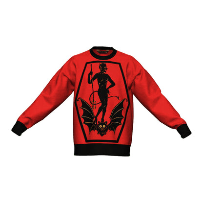 PRE-ORDER Red Devil Oversized Crewneck Sweater Unisex Relaxed Fit Graphic Pullover