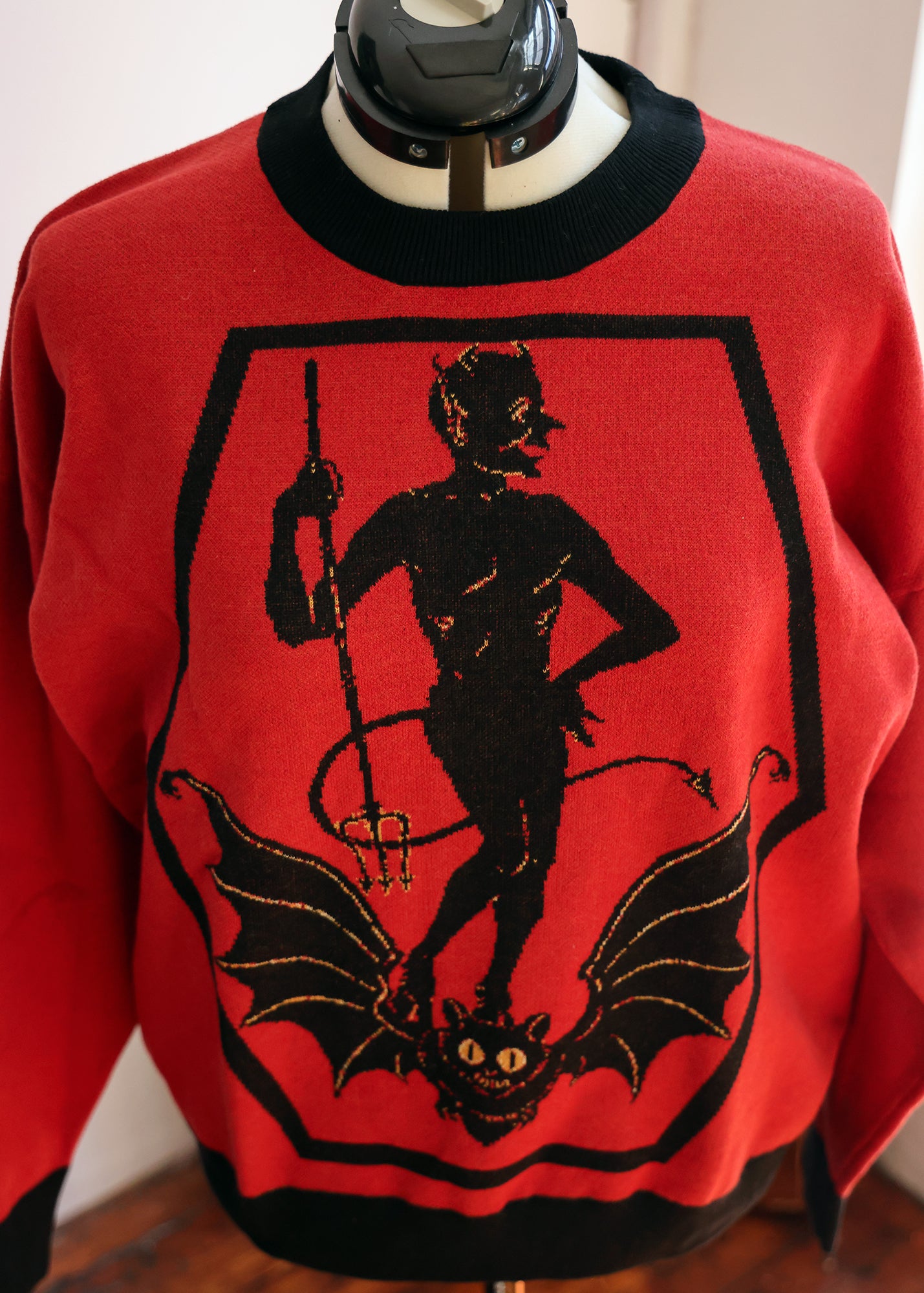 PRE-ORDER Red Devil Oversized Crewneck Sweater Unisex Relaxed Fit Graphic Pullover