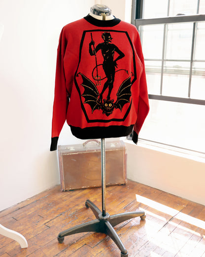 PRE-ORDER Red Devil Oversized Crewneck Sweater Unisex Relaxed Fit Graphic Pullover