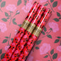 Red Pink Roses Wrapping Paper 3 Sheet Roll