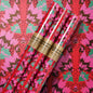 Red Pink Abstract Art Deco Floral Wrapping Paper 3 Sheet Roll