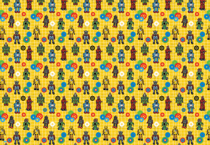Retro Robots Wrapping Paper 3 Sheet Roll