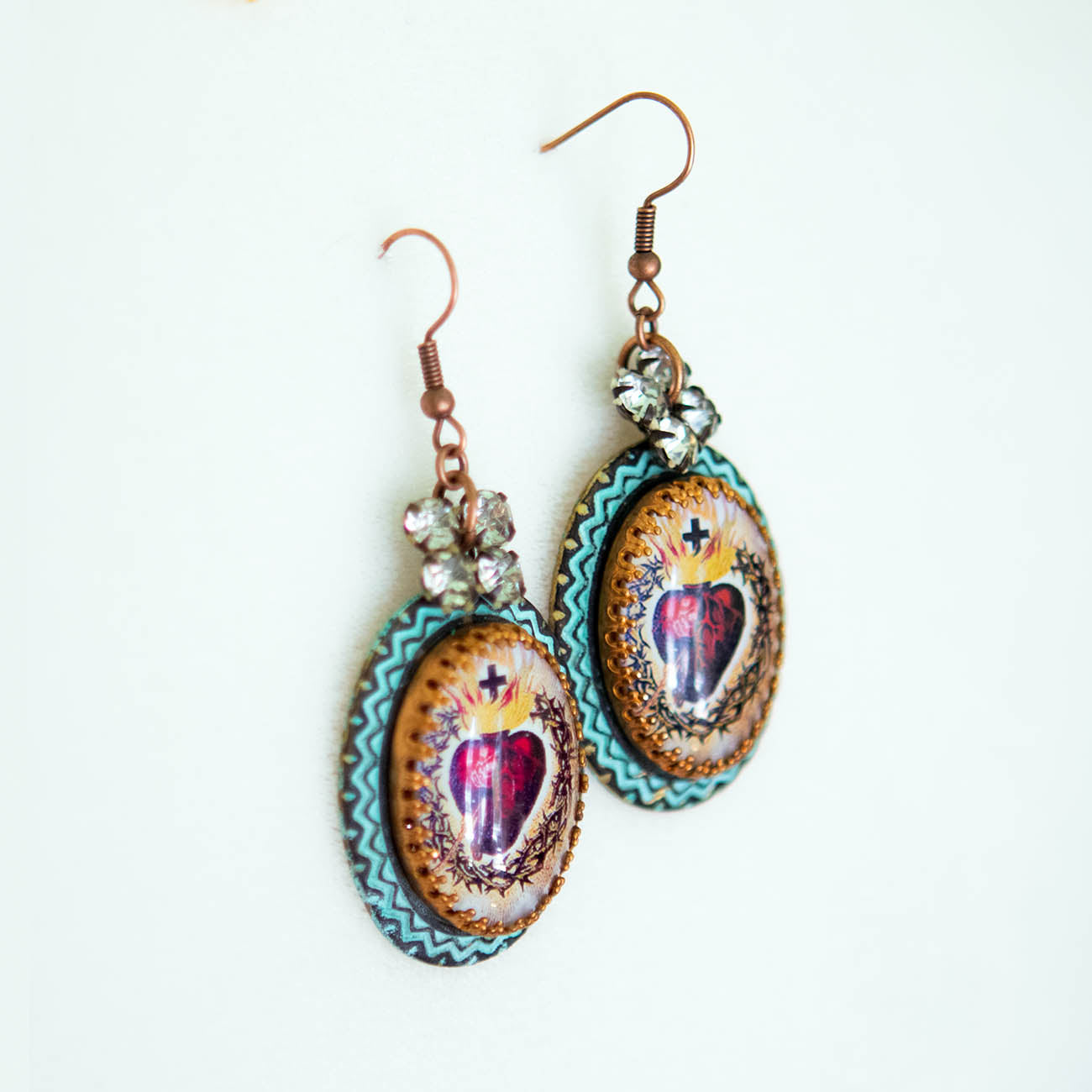 Sacred Heart Milagro Folk Art Earrings