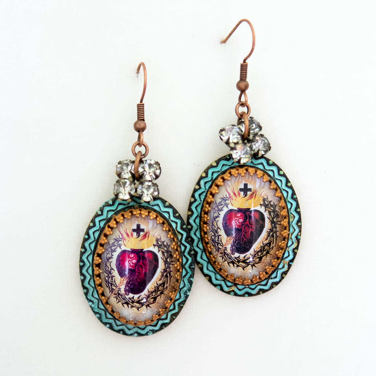 Sacred Heart Milagro Folk Art Earrings