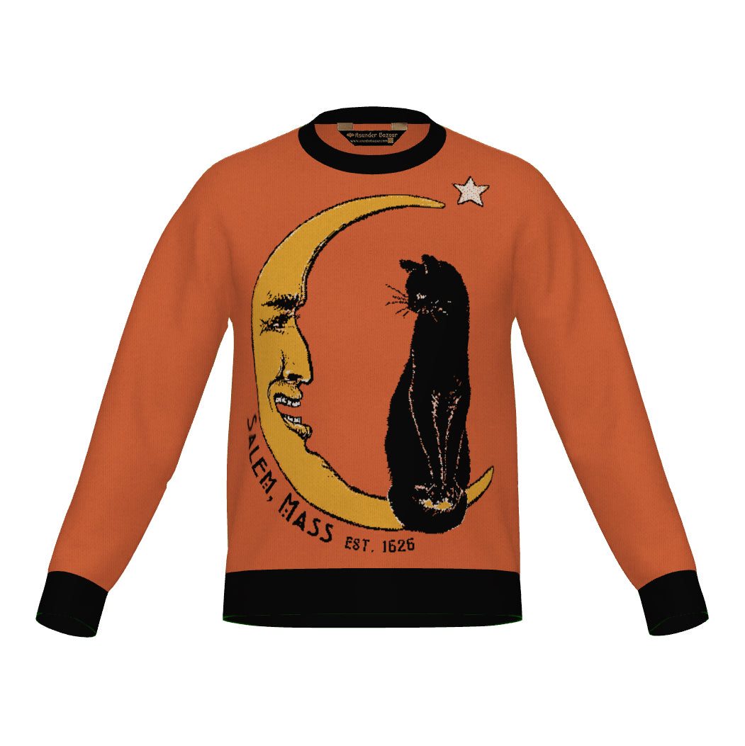 PRE-ORDER Orange Salem Cat Crewneck Sweater Unisex Classic Fit Graphic Pullover