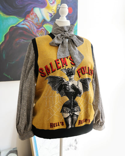 PRE-ORDER Salem Follies Hells Belles V Neck Sweater Vest Unisex Vintage Gothic Collage Graphic