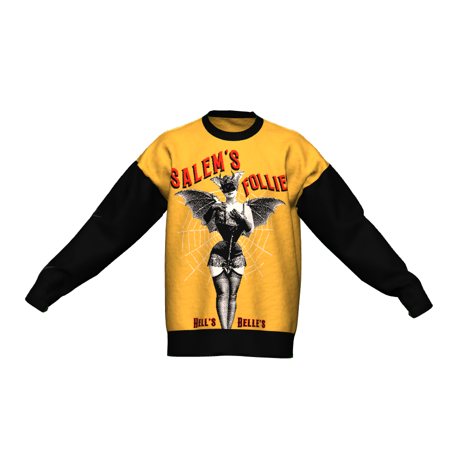 PRE-ORDER Salem Follies Oversized Crewneck Sweater Unisex Relaxed Fit Graphic Pullover